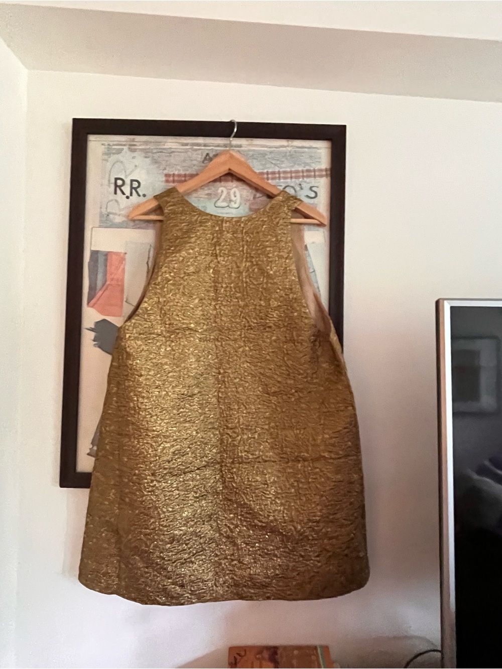 NWOT H&M Edition Shimmering Gold Jacquard-Weave Dress L - Picture 5 of 7